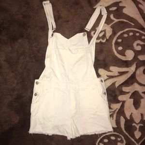 White jean free people overalls